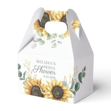 Sunflower Eucalyptus Floral Script Bridal Shower Favor Boxes