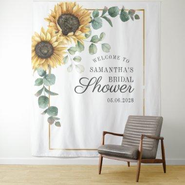 Sunflower Eucalyptus Floral Script  Tapestry