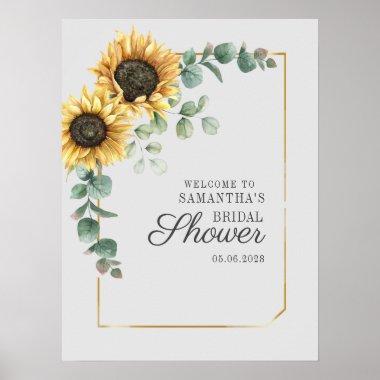 Sunflower Eucalyptus Foliage Script Bridal Shower Poster