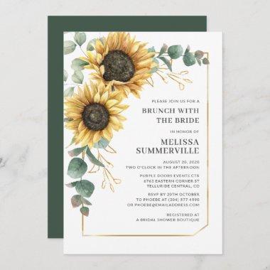 Sunflower Eucalyptus Greenery Brunch with Bride Invitations