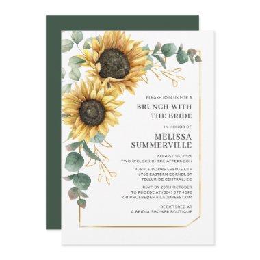 Sunflower Eucalyptus Greenery Brunch with Bride Invitations