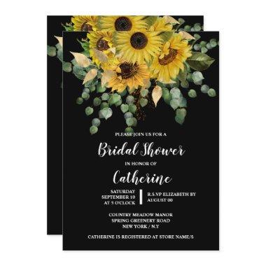 Sunflower eucalyptus greenery watercolor flower Invitations