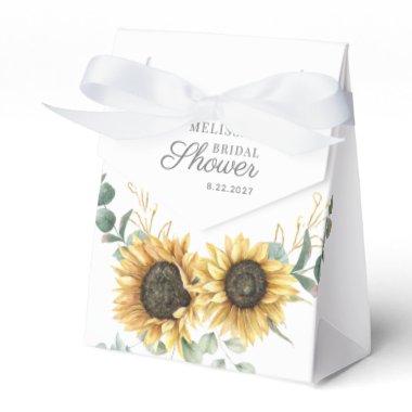 Sunflower Eucalyptus Script Bridal Shower Favor Boxes