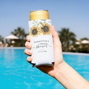 Sunflower Eucalyptus Script  Seltzer Can Cooler