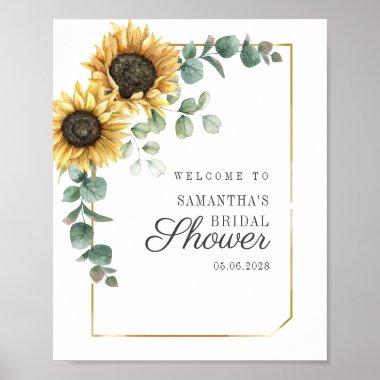 Sunflower Eucalyptus Script Bridal Shower Welcome Poster