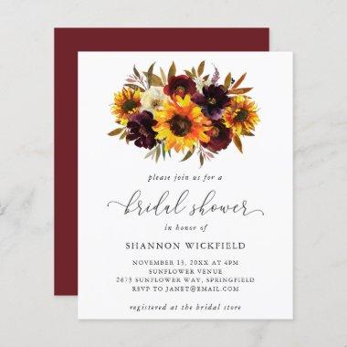 Sunflower Fall Budget Bridal Shower Invitations