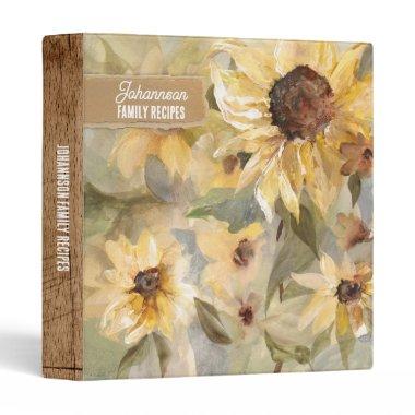 Sunflower Field Personalized Recipe 3 Ring Binder