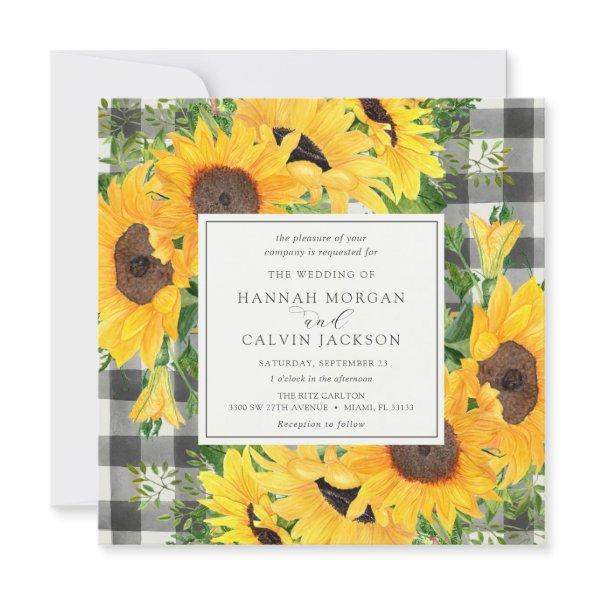 Sunflower Fields Buffalo Plaid Wedding