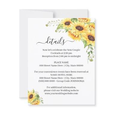 Sunflower Floral Boho Chic details insert card
