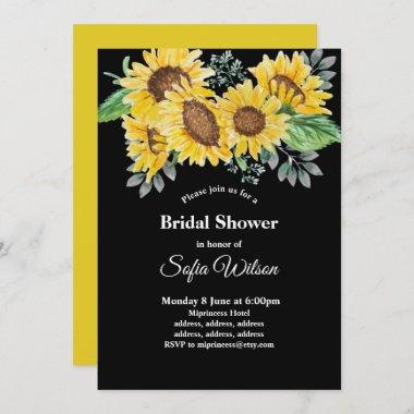 sunflower, floral bridal shower, Invitations
