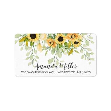 Sunflower Floral Return Address Label