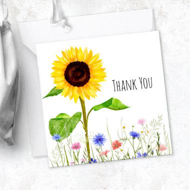 Sunflower & Flower Meadow Personalised Thank You Note Invitations