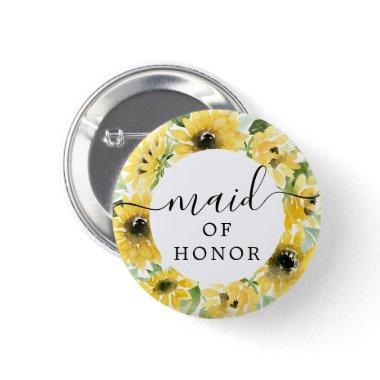 Sunflower Garden Bridal Party Button - Maid