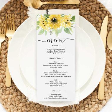 Sunflower Garden Wedding Menu or Bridal Shower Invitations