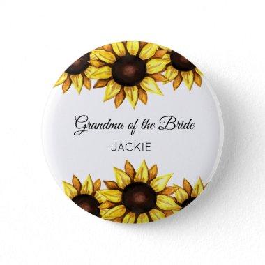 Sunflower Grandma of the Bride Wedding Floral Button