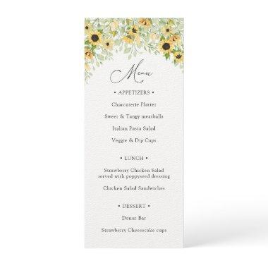 Sunflower Greenery Calligraphy Menu