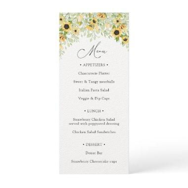 Sunflower Greenery Calligraphy Menu Invitations