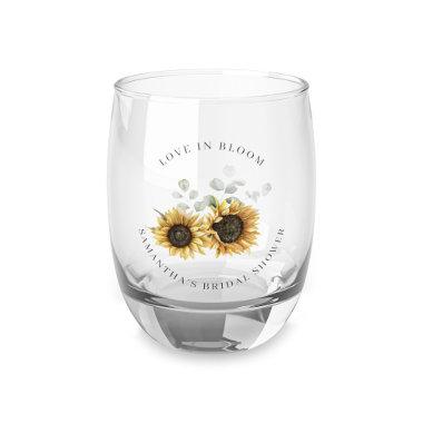 Sunflower Greenery Floral Bridal Shower Stemless Wine Glass