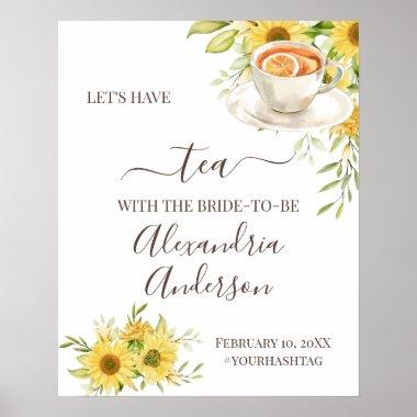 Sunflower Greenery Tea Bridal Shower Welcome Sign