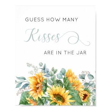 Sunflower Guess How Many Kisses Shower Poster