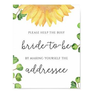 Sunflower help the busy bride Address Poster