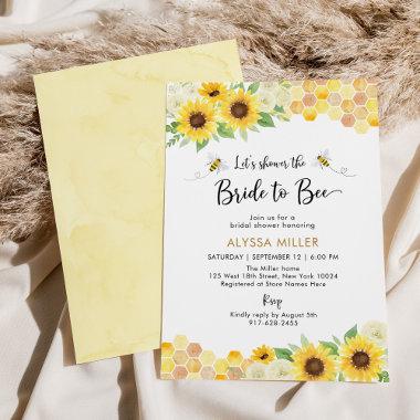 Sunflower Honey Bee Bridal Shower Invitations