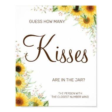 Sunflower How many kisses Bridal shower game sign