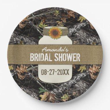 Sunflower + Hunting Camo Party Plates for Showers