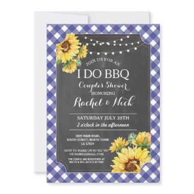 Sunflower I DO BBQ Couples Shower Gingham Invitations