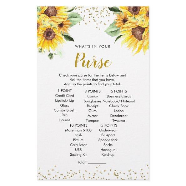 Sunflower Is On The Way Baby Shower Purse Game