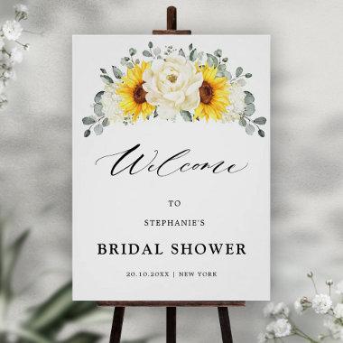 Sunflower Ivory Peony Bridal Shower Welcome Poster
