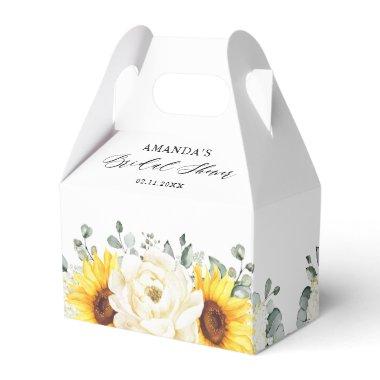 Sunflower Ivory Peony Eucalyptus Bridal Shower Favor Boxes