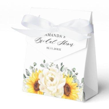 Sunflower Ivory Peony Eucalyptus Bridal Shower   Favor Boxes