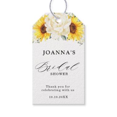 Sunflower Ivory Peony Eucalyptus Bridal Shower Gift Tags