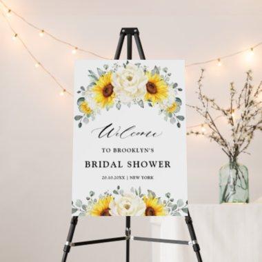 Sunflower Ivory Peony Floral Bridal Shower Welcome Foam Board