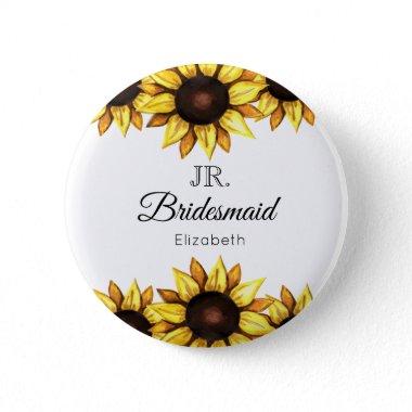 Sunflower Junior Bridesmaid Wedding Button