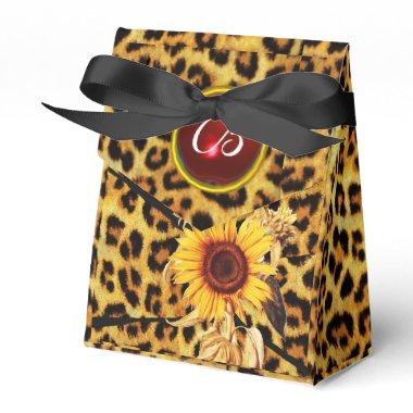 SUNFLOWER , LEOPARD FUR BOW SUMMER PARTY MONOGRAM FAVOR BOXES