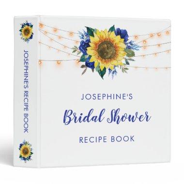 Sunflower Lights Blue Roses Bridal Shower Recipe 3 Ring Binder