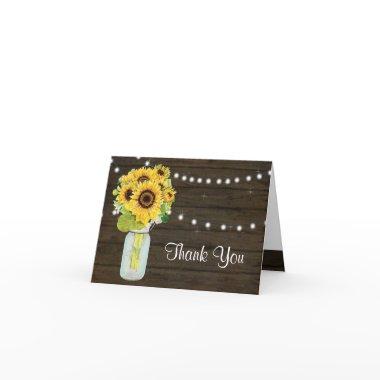 Sunflower Mason Jar Rustic Country Fairy Lights Thank You