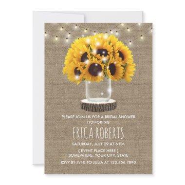 Sunflower Mason Jar & String Lights