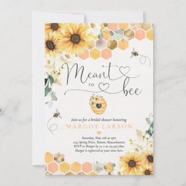 Sunflower Meant To Bee Bridal Shower Invitations