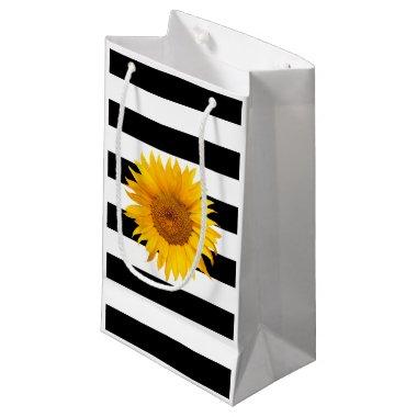 Sunflower Modern Black & White Stripes Small Gift Bag