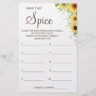 Sunflower Name that Spice Bridal shower game Invitations Flyer
