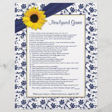 Sunflower Navy Blue Newlywed Bridal Shower Game