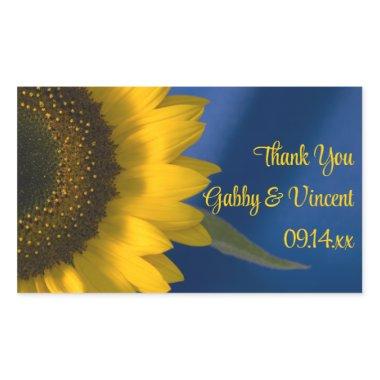Sunflower on Blue Wedding Thank You Favor Tags