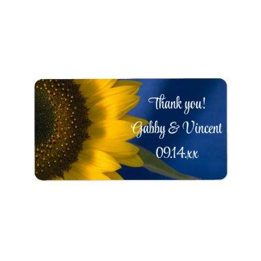 Sunflower on Blue Wedding Thank You Favor Tags