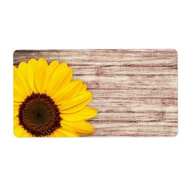 Sunflower on rustic barn wood blank label