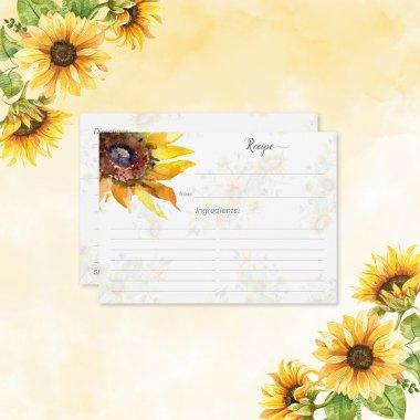 Sunflower Pattern Bridal Shower Recipe Invitations