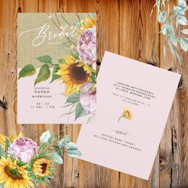 Sunflower Pink Floral Burlap Rustic