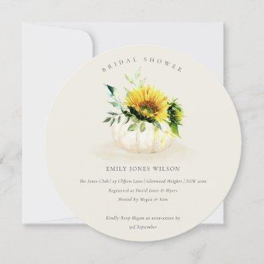 Sunflower Pumpkin Floral Bridal Shower Invite